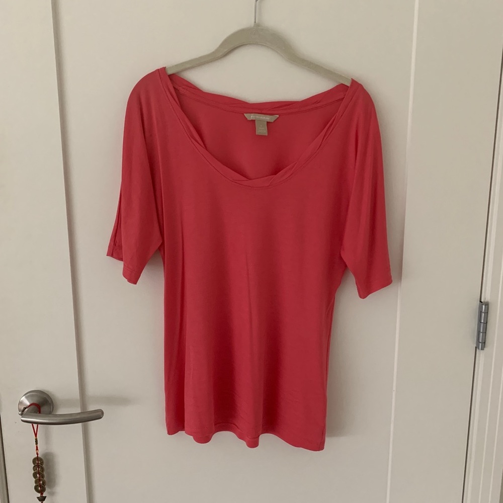 Banana Republic salmon pink twist neck top